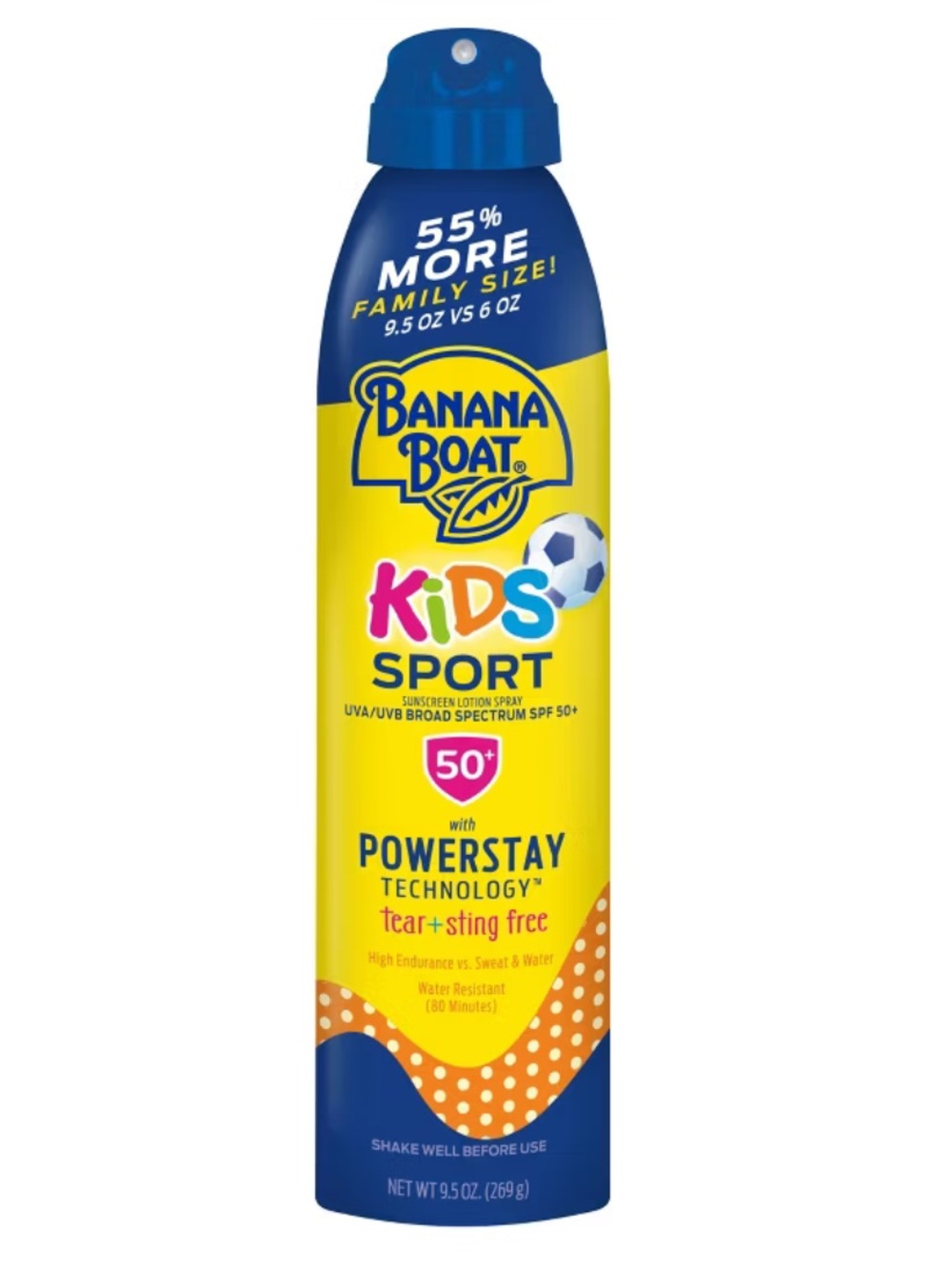 New 9.5 oz Banana Boat Kids Sport UPF 50+ Sunscreen Spray